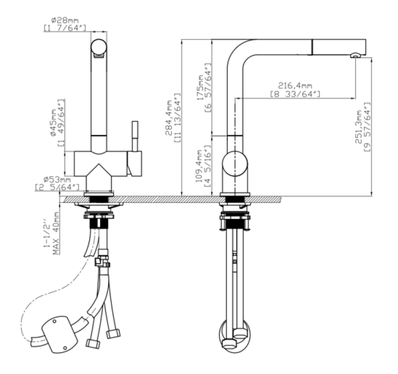 Pure.Sink Elite Steel Pulse-S kuchyňská baterie PVD kartáčované zlato s výsuvným výtokem a stříkacím režimem PS8500-60