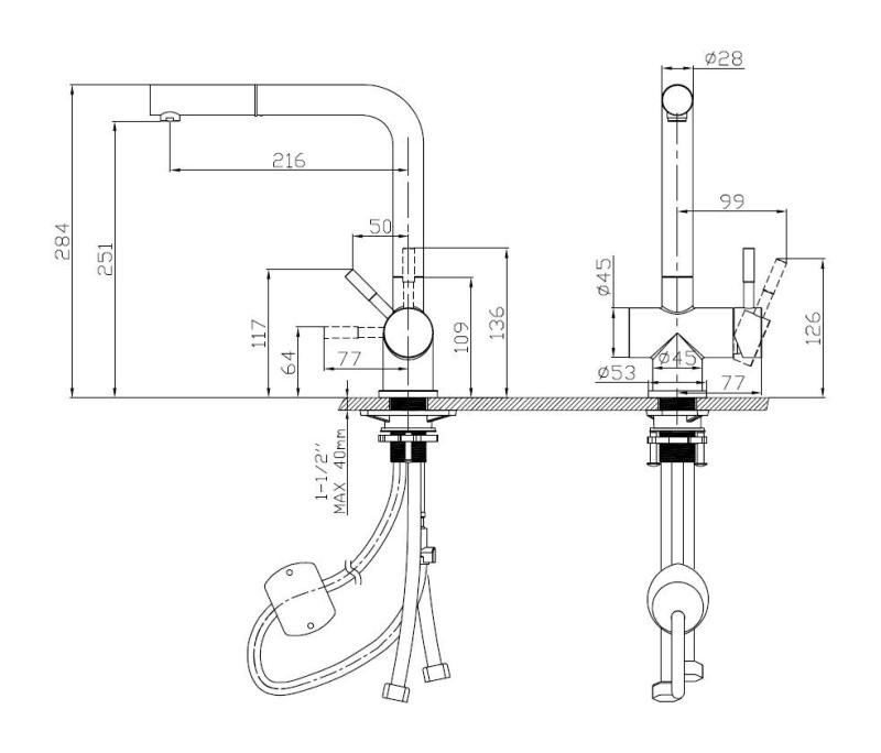 Pure.Sink Elite Steel Pulse-S kuchyňská baterie PVD kartáčované zlato s výsuvným výtokem a stříkacím režimem PS8500-60
