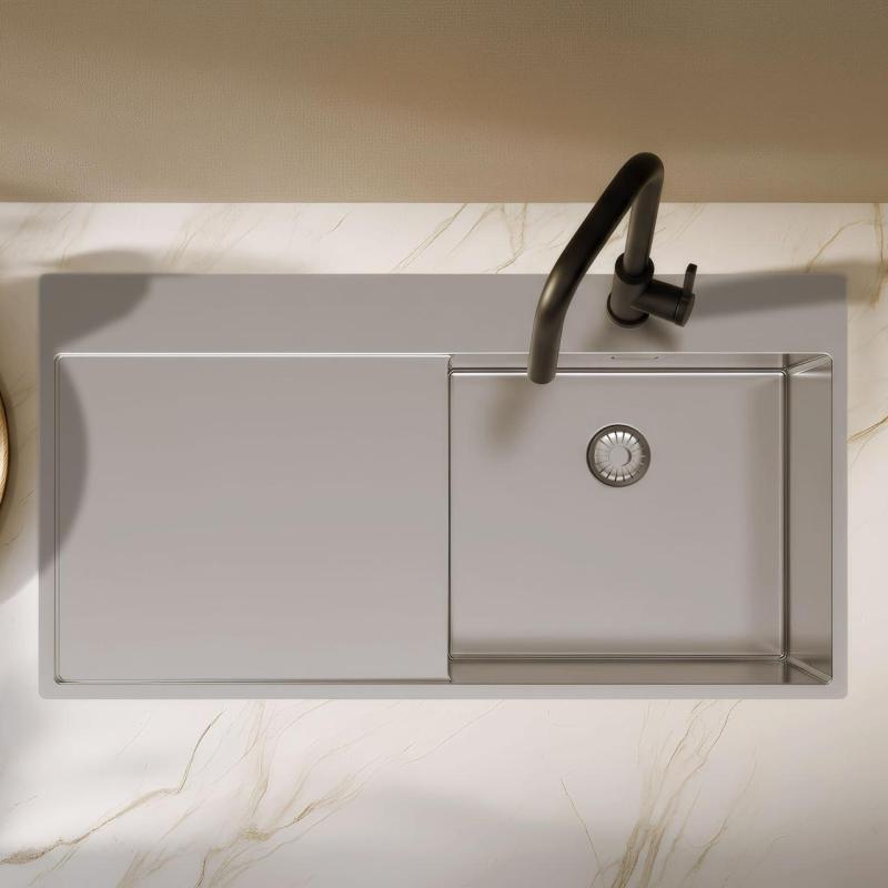 Pure.Sink Exclusivo Nerezový dřez s odkapávací částí 100 x 52 cm, kohoutek vpravo PEX47100RT-02