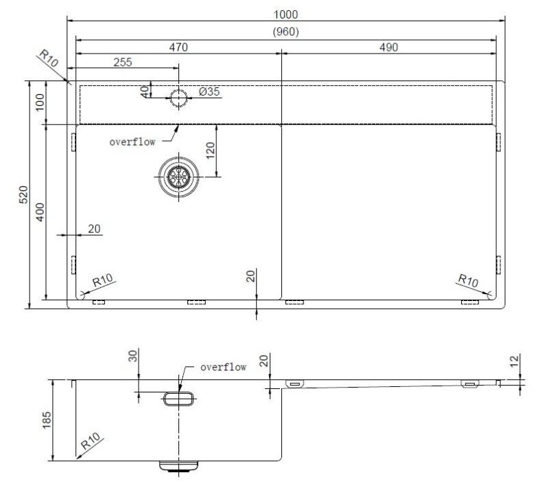 Pure.Sink Exclusivo Nerezový dřez s odkapávací částí 100 x 52 cm, levý kohoutek PEX47100LT-02