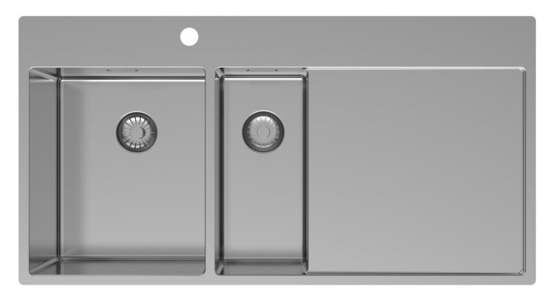 Pure.Sink Exclusivo Nerezový dřez 1,5 s odkapávací částí 100 x 52 cm, levý kohoutek PEX3418100LT-02