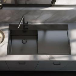 Pure.Sink Exclusivo Kovový dřez s odkapávací částí 100 x 52 cm, levý kohoutek PEX47100LT-61