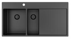 Pure.Sink Exclusivo Gun metal 1,5  dřez s odkapávací částí 100x52 cm Tapwing vlevo PEX3418100LT-61