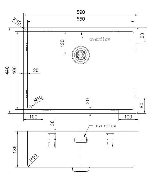 Pure.Sink Exclusivo Zlatý dřez 55 x 40 cm, poloměr 10 mm, podstavný, plochý a nástavný PEX5540-60