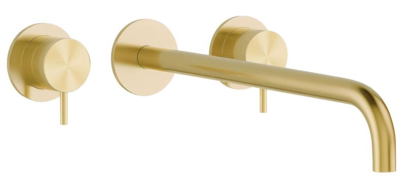 Waterevolution Flow 3otvorová vestavná umyvadlová baterie PVD bílé zlato s výtokem 21 cm T1163FWGE-21