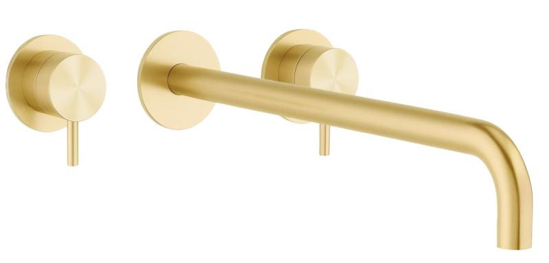 Waterevolution Flow 3otvorová vestavná umyvadlová baterie PVD bílé zlato s výtokem 25 cm T1163FWGE-25