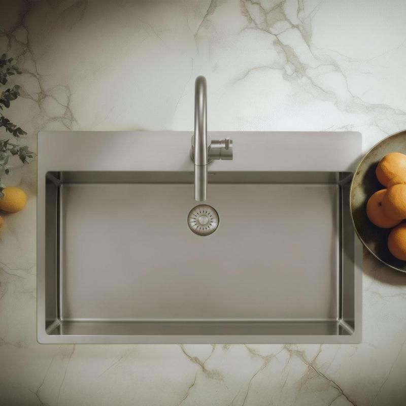 Pure.Sink Exclusivo Nerezový velký dřez 75 x 40 cm Tapwing s otvorem pro baterii PEX7540T-02