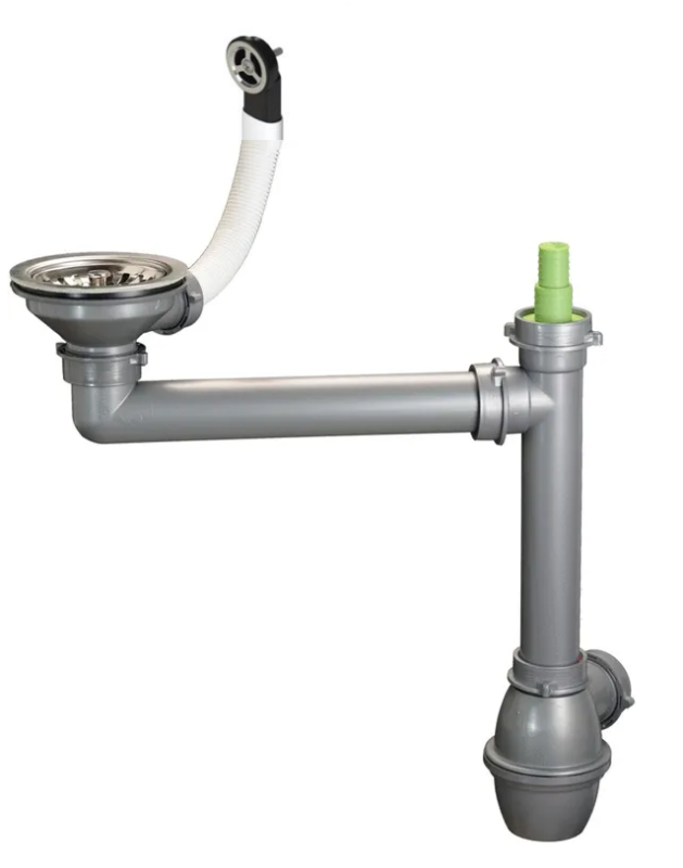 Ausmann Odtoková sada z nerezové oceli s kulatým přepadem včetně sifonu pro jeden dřez 1208972186