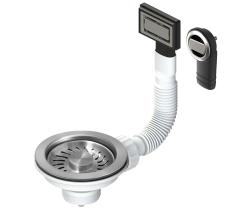 Pure.Sink Universal sada košíkových zátok z broušeného nerezového oceli, odtoková sada pro dřez včetně přepadu kulatého a obdélníkového WSTMAN-02