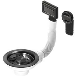 Pure.Sink Universal Sada korbových zátěk Gun metal, odtoková sada pro dřez včetně přepadu kulatého a obdélníkového WSTMAN-61