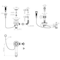 Pure.Sink Universal Zlatá odtoková sada včetně tlačítka s uzávěrem a obdélníkovým a kulatým přepadem WSTAUT-60