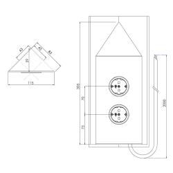 Indux Corner Energetická sloupka se 2 zásuvkami Penaarde Hoek Černá 1208972285