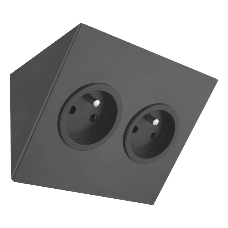 Indux Corner Energetická sloupka pro horizontální instalaci se 2 zásuvkami, uzemněná, černá 1208972311