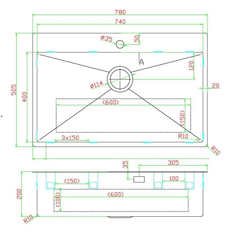 Pure.Sink Luxion Velký PVD Antique Bronzový dřez 78x50 cm Tapwing s odkapávačem a spodním roštem PLX7850T-64