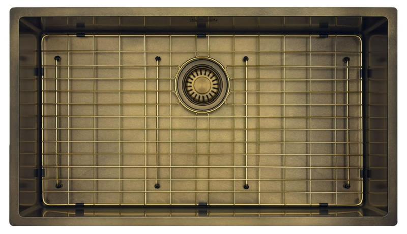 Pure.Sink Luxion Velký PVD antický bronzový dřez 74x40 cm podstavný, vestavný a nástavný s dnem PLX7440-64