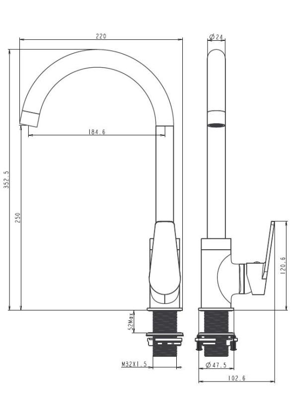 Aquanello Casa Černá jednopáková kuchyňská baterie BL-1201-CS