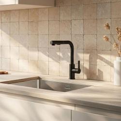 Graniteland Celeste Kuchyňská baterie černá s výsuvnou hubicí a dvojitou funkcí ruční sprchy 1208972454