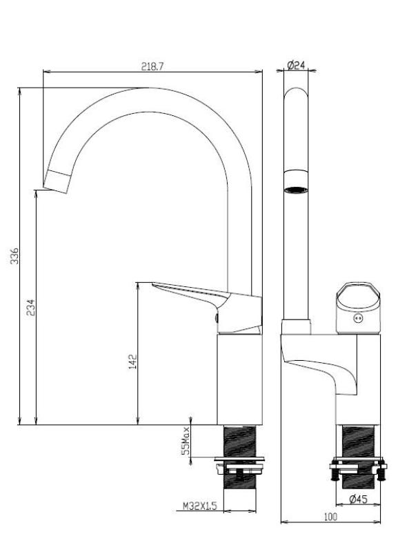 Aquanello Casa Kuchyňská baterie černá s horní pákou BL-1202-CS