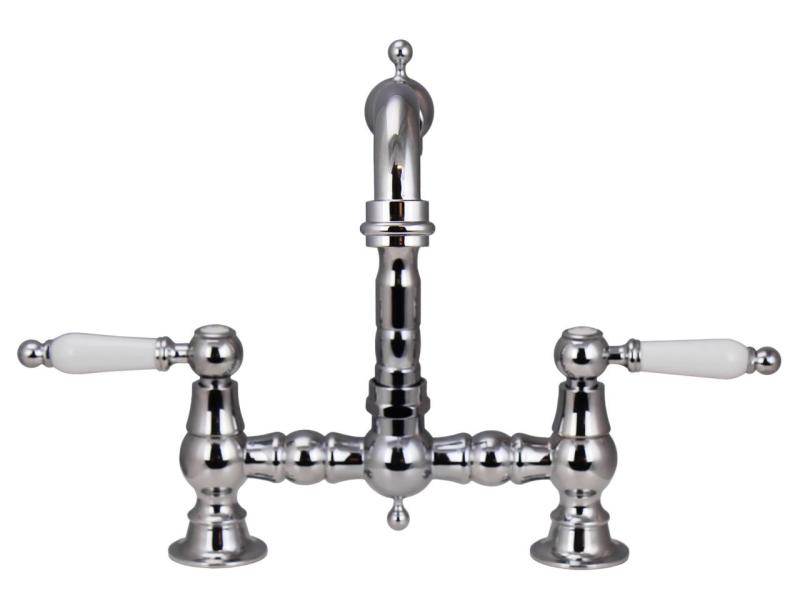 Aquanello Heritage Manor Klasická kuchyně Nostalgický most Kuchyňský kohoutek Chrom s bílou pákou CR-0010-HM