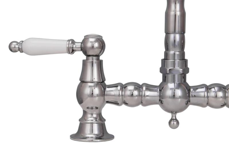 Aquanello Heritage Manor Klasická kuchyně Nostalgický most Kuchyňský kohoutek Chrom s bílou pákou CR-0010-HM