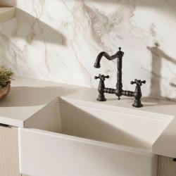 Aquanello Heritage Ascot Klasická kuchyňská baterie Nostalgic Bridge, černá, s křížovými rukojeťmi BL-0011-HA