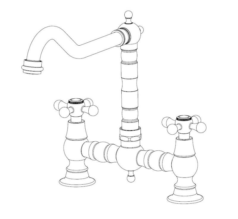 Aquanello Heritage Ascot Klasická kuchyňská baterie v nostalgickém stylu s křížovými rukojeťmi z nerezové oceli NB-0011-HM