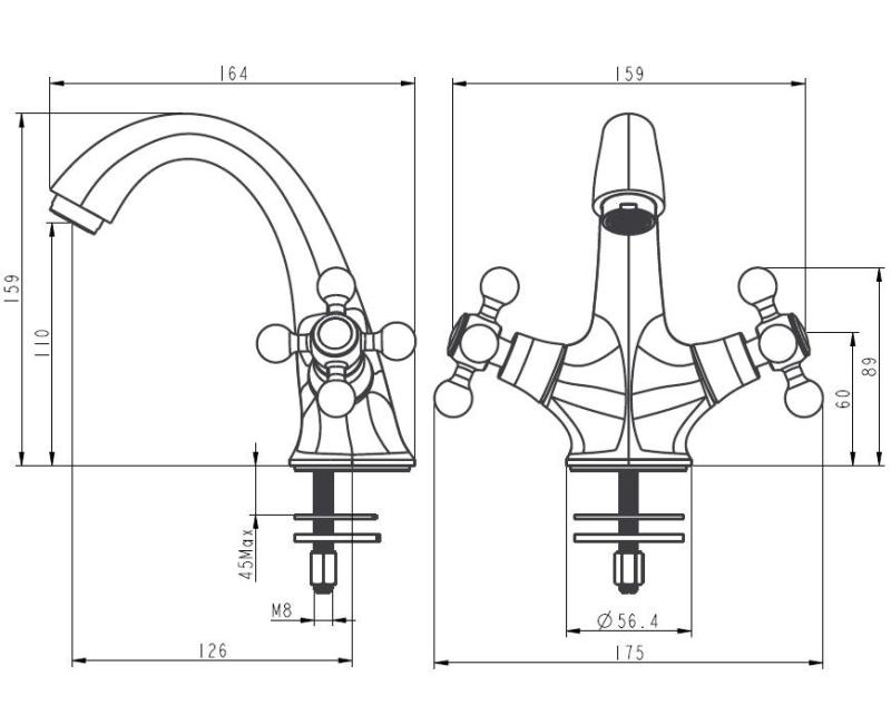 Aquanello Heritage Ascot Klasická nostalgická umyvadlová baterie Bronz BN-4101-HA