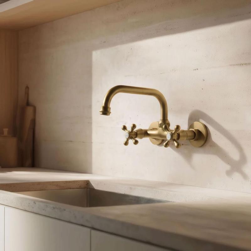 Aquanello Heritage Ascot Klasická kuchyňská nástěnná baterie s horním výtokem, bronzová BN-4110-HA