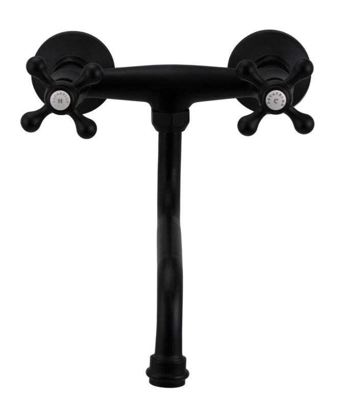 Aquanello Heritage Ascot Klasický kuchyňský nástěnný kohoutek černý BL-4111-HA