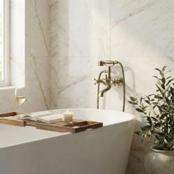 Aquanello Heritage Ascot Klasická nástěnná vanová baterie s hvězdicovými kohoutky, bronzová, včetně ruční sprchy BN-3002-HA