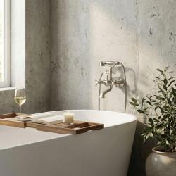 Aquanello Heritage Ascot Klasická nástěnná vanová baterie s hvězdicovými kohoutky z nerezové oceli včetně ruční sprchy NB-3002-HA