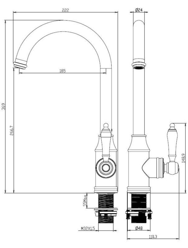 Aquanello Heritage Manor Klasická kuchyně Nostalgická kuchyňská baterie Bronz BN-9001-HM