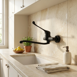 Aquanello Medic Kuchyňský nástěnný kohoutek s dlouhou pákou, černý BL-1005-MD