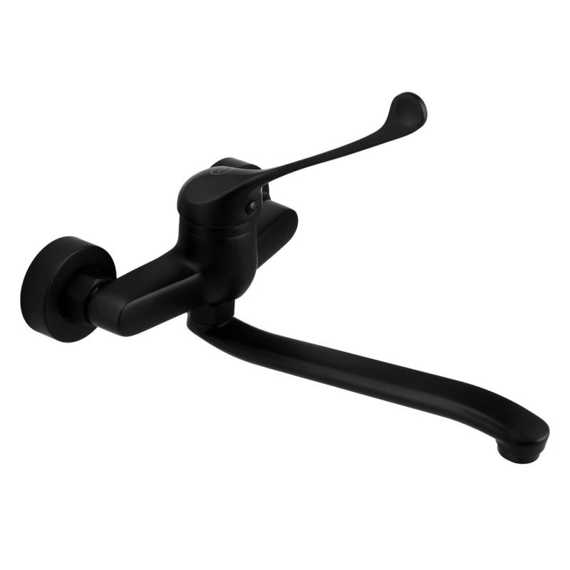 Aquanello Medic Kuchyňský nástěnný kohoutek s dlouhou pákou, černý BL-1005-MD
