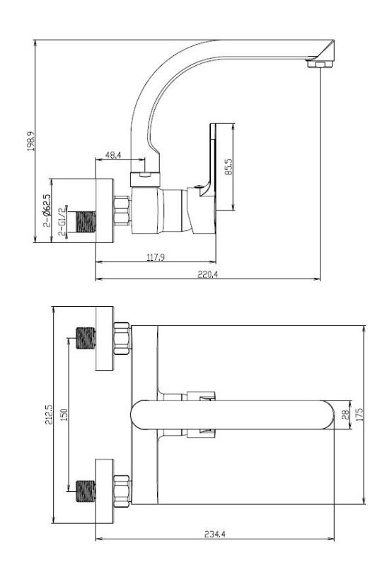 Aquanello Casa Kuchyňský nástěnný kohoutek s horním výtokem Chrom CR-1003-CS