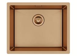 Ausmann Mosel Kombinovaná sada dřezu PVD měď 50 x 40 cm s kuchyňskou baterií, dávkovačem mýdla a rohožkou 1208972563