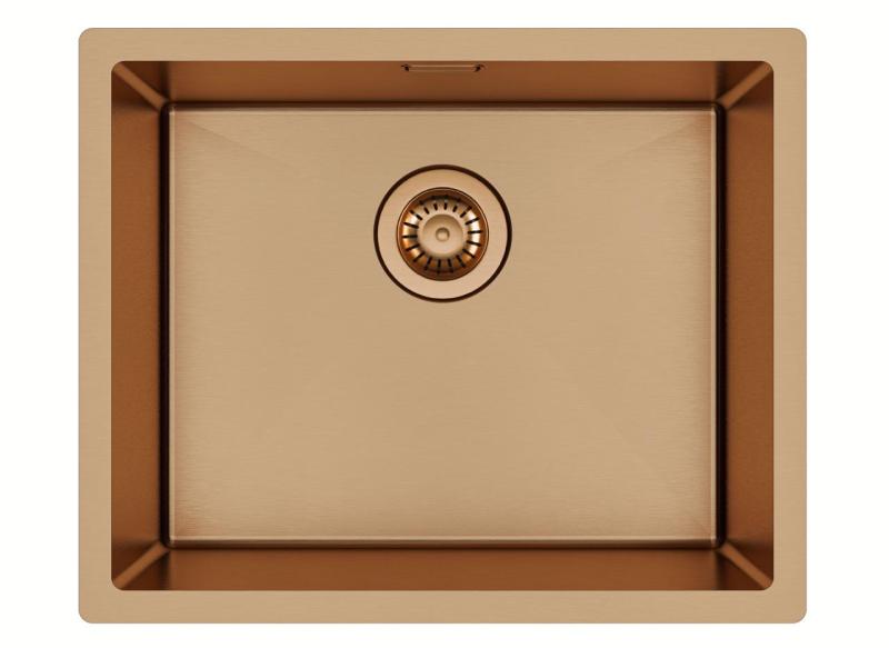 Ausmann Mosel Kombinovaná sada dřezu PVD měď 50 x 40 cm s kuchyňskou baterií, dávkovačem mýdla a rohožkou 1208972563