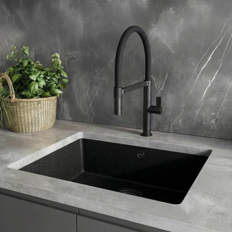 Ausmann Alira Černý kuchyňský kohoutek s flexibilním výtokem 1208972565