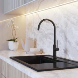 Graniteland Vira Slim Kuchyňská baterie, černá, s otočným výtokem 1208972626