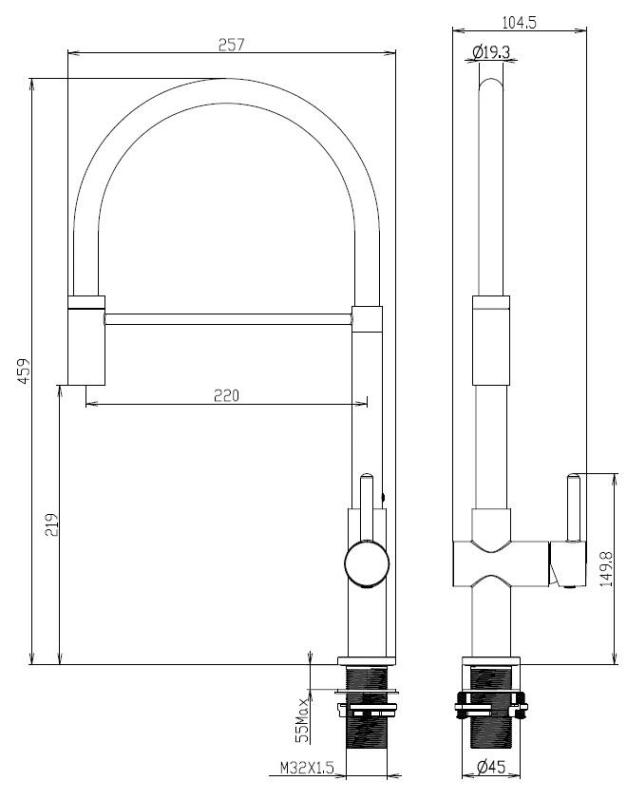 Aquanello Gastro Kuchyňská baterie s ohebným výtokem, chrom CR-4400-GT