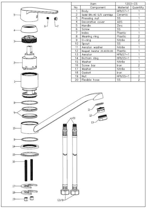 Aquanello Casa Nízká jednopáková kuchyňská baterie, chrom CR-1203-CS