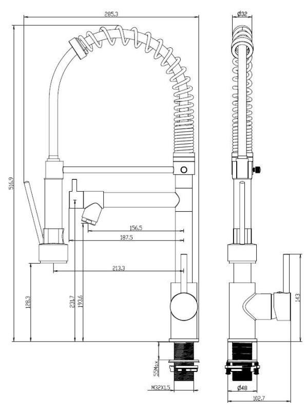 Aquanello Gastro Kuchyňská baterie s profesionální sprchovou funkcí, chrom CR-4402-GT