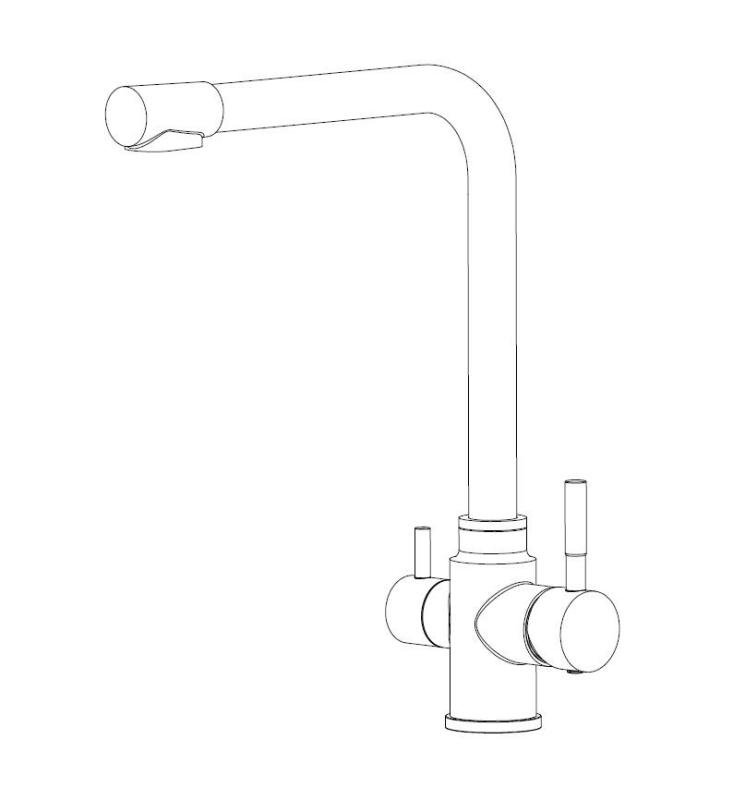 Aquanello Limpia Masivní nerezová 3cestná kuchyňská baterie s filtrovanou vodou SS-1600-LP