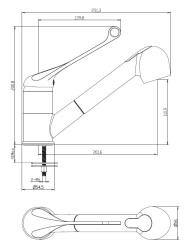 Aquanello Medic Kuchyňská baterie s dlouhou pákou a výsuvnou výtokovou trubicí, chrom CR-1006-MD