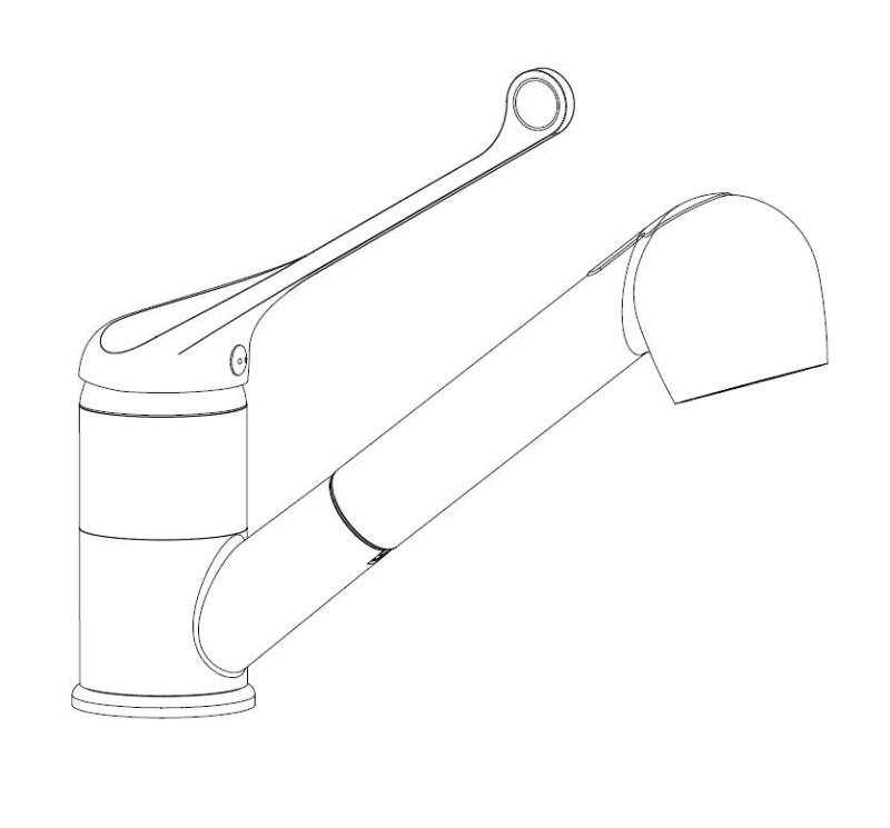 Aquanello Medic Kuchyňská baterie s dlouhou pákou a výsuvnou výtokovou trubicí, chrom CR-1006-MD