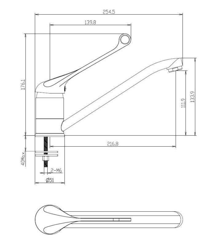 Aquanello Medic Kuchyňská baterie s dlouhou pákou  Chrom CR-1007-MD