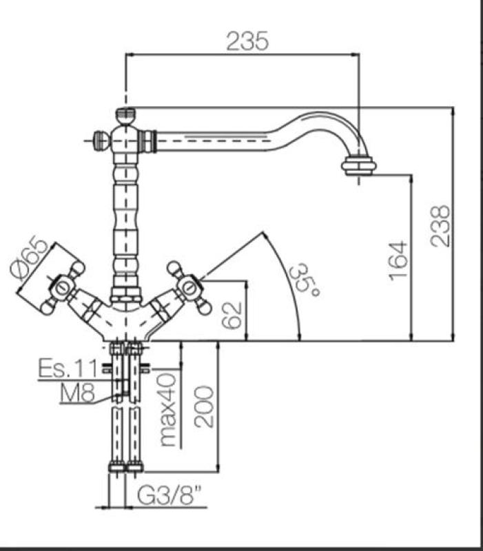 PB Nostalgický kuchyňský kohoutek V1910 Chrom