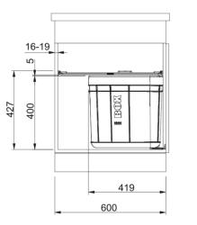 Franke Sorter Solo 60 otočný odpadkový systém na dveře, 40 litrový odpadkový koš s uhlíkovým filtrem 1210307572